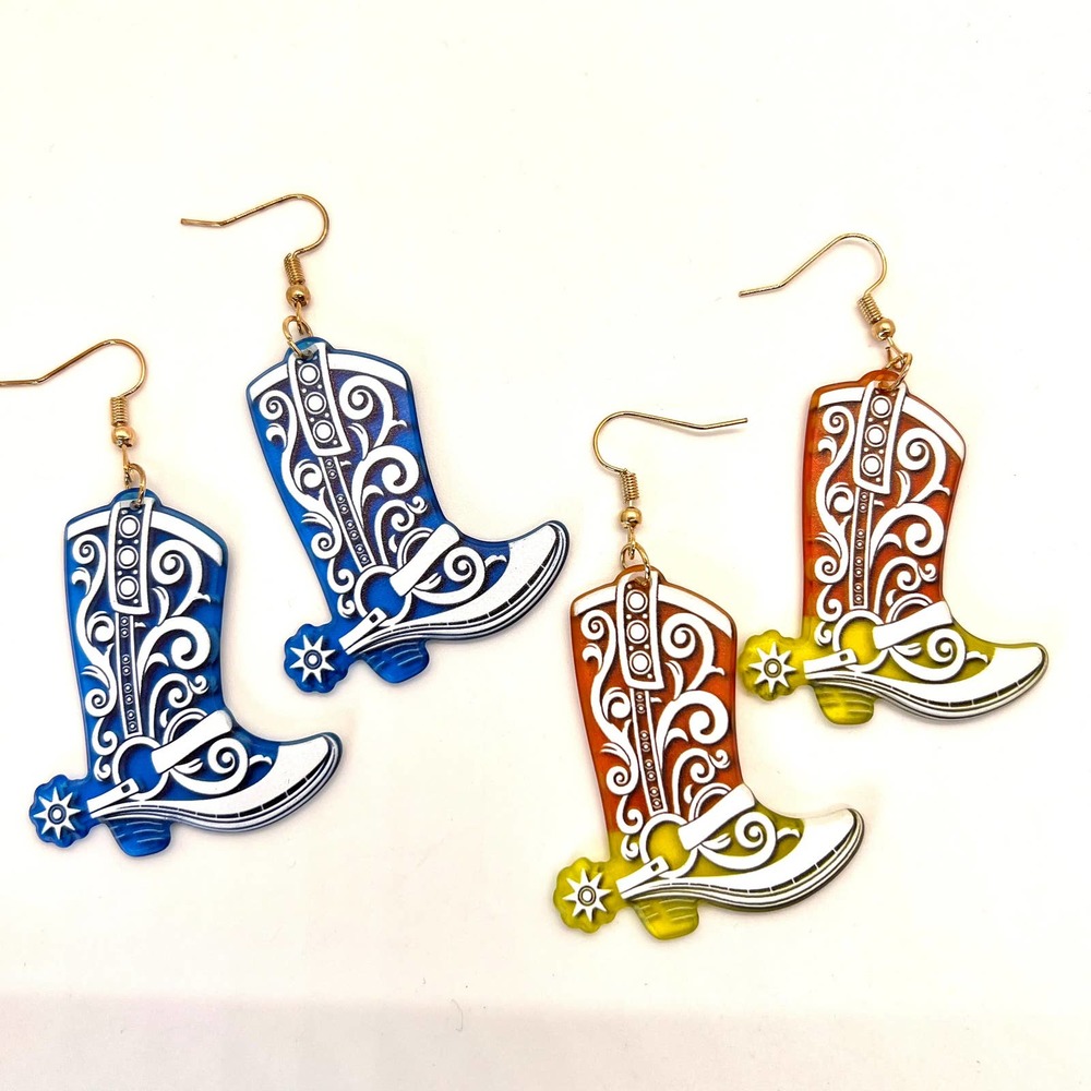 Cowboy Boot Earrings - Cowgirl Earrings - Texas Earrings - Shoe Earrings - Cute - Picture 1 of 11